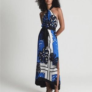 REISS ERIN PRINT PALM PRINT MAXI DRESS